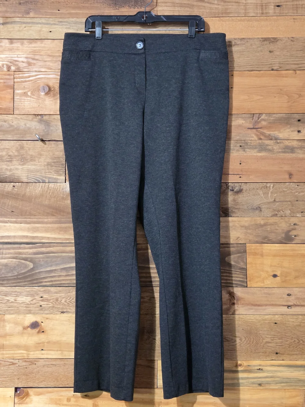 Charcoal Gray Career Straight Leg Dress Pants Women's Plus Size 18W Stretch Knit